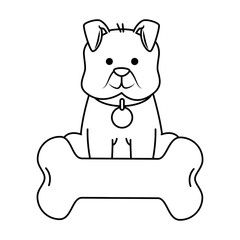 cute dog mascot with bone vector illustration design