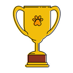 trophy cup with footprint vector illustration design
