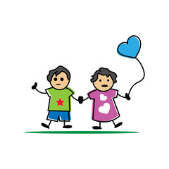 Brother and sister play together. 