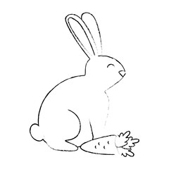cute rabbit with carrot character vector illustration design