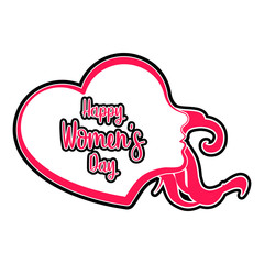 Girl avatar with heart shape. Happy women day