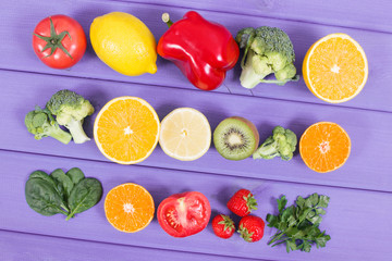 Fruits and vegetables as sources vitamin C, dietary fiber and minerals, strengthening immunity and healthy eating
