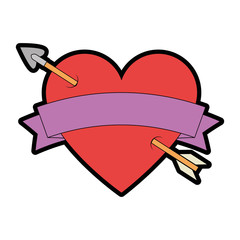 heart love with arrow romantic icon vector illustration design