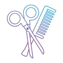 scissors tool with comb vector illustration design