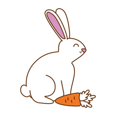 cute rabbit with carrot character vector illustration design