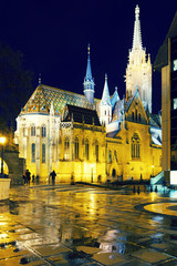 Matthias Church on Buda hill in night lights