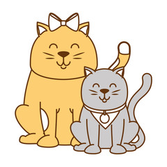 cute cats mascots characters vector illustration design