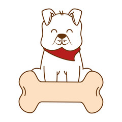 cute dog mascot with bone vector illustration design