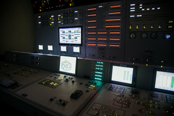 lock control panel of nuclear power plant operates on a backup power supply during an accident simulation