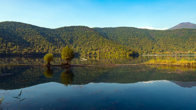 An old lake in a mountainous area