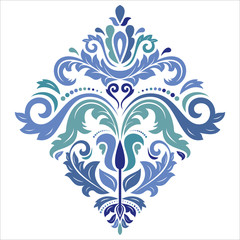 Oriental pattern with arabesques and floral elements. Traditional classic ornament. Vintage pattern with arabesques