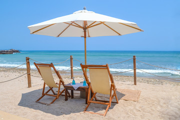 Beach umbrella on a sunny day at Sayulita beach