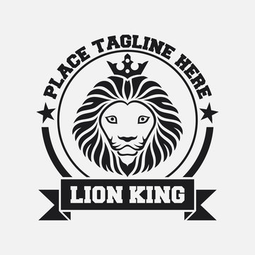 Mascot king of black lion's head on white background
