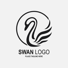 Naklejka premium Swan icon design template. Black swan icon