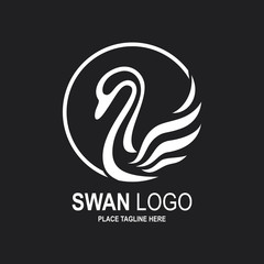Swan icon design template. White swan icon