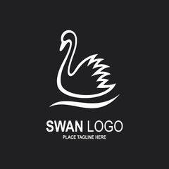 White swan icon isolated on white background