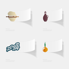 Pizza. Flat sticker with shadow on white background