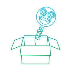 joke box emoticon smile silly glasses mustache funny vector illustration blue and green degrade line