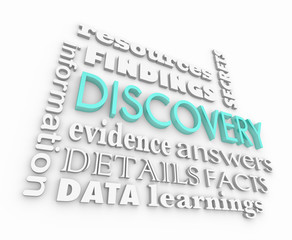 Discovery Findings Information Facts Evidence Word Collage 3d Illustration