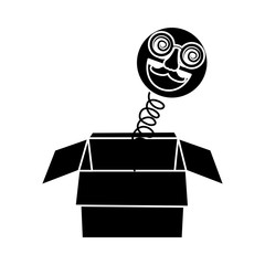 joke box emoticon smile silly glasses mustache funny vector illustration