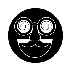fake smile emoticon with mustache and silly glasses vector illustration