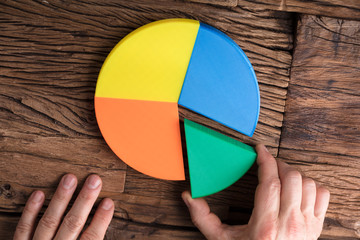 Businessperson Placing A Last Piece Into Pie Chart