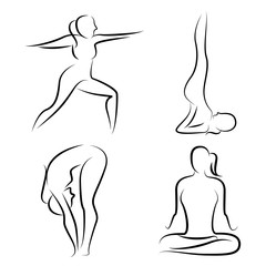 hand drawn yoga posture set