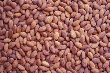 Long nuts of almonds.
