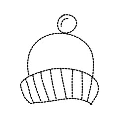 winter knitted hat with pompon accessory vector illustration sticker design