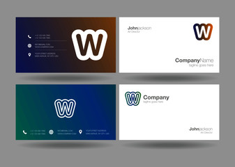 Letter W logo icon with business card vector template.