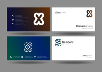 Letter X logo icon with business card vector template.