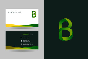 Letter B logo icon with business card vector template.