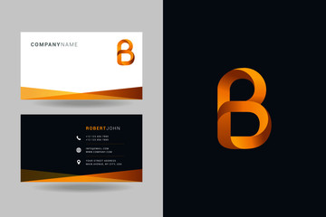 Letter B logo icon with business card vector template.