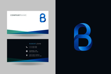 Letter B logo icon with business card vector template.