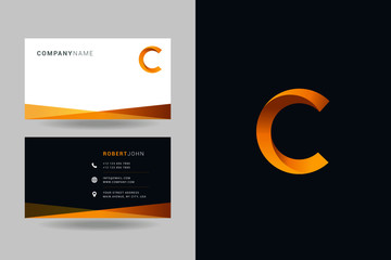 Letter C logo icon with business card vector template.