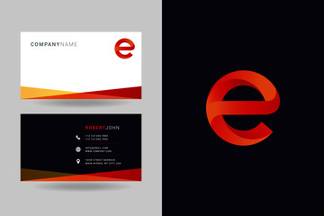 Letter E logo icon with business card vector template.