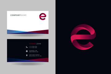 Letter E logo icon with business card vector template.