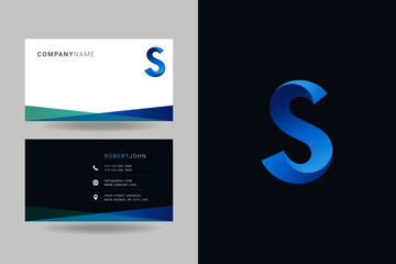 Letter S logo icon with business card vector template.