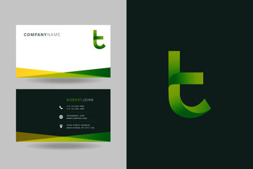 Letter T logo icon with business card vector template.