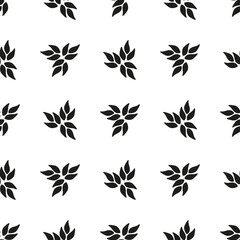 Ornamental seamless floral ethnic black and white pattern