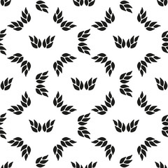 Ornamental seamless floral ethnic black and white pattern