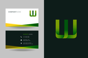 Letter W logo icon with business card vector template.