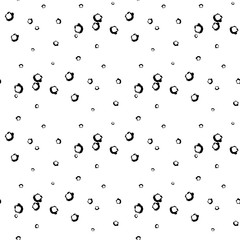 Hand Drawn Black and White Seamless Grunge Dust Messy Pattern With Ink Doodles. Circles, Spots and Dots Endless Textures