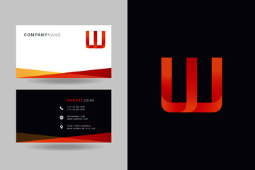 Letter W logo icon with business card vector template.