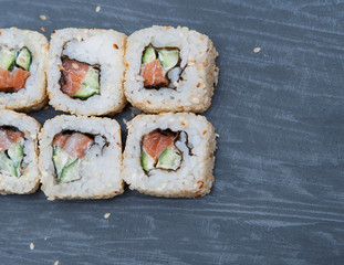 Sushi on black background



