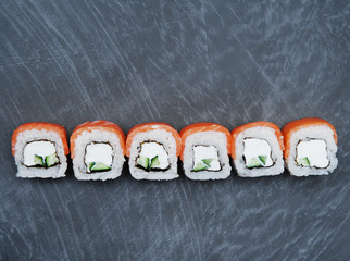 Sushi on black background



