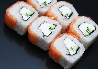 Sushi on black background


