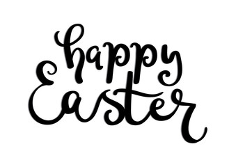 Happy Easter On White Background. Modern Calligraphy