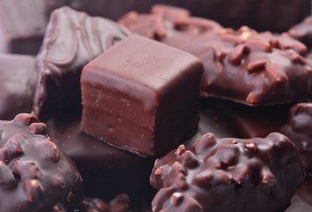 Sweets from different types of chocolate