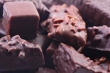 Sweets from different types of chocolate